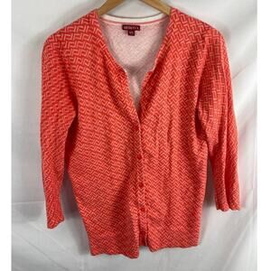 Merona Coral Pattern Button Up Cardigan M